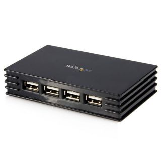 StarTech.com 4 Port Compact Black USB 2.0 Hub - Bus-powered or with Included Power Adapter - Portable Mac/PC laptop hub (ST4202USB) - Hub - 4 x USB 2.0 - desktop - for P/N: FCREADMICRO3, MSDREADU2OTG, SVA5H2NEUA, USB2HAB30AC, USB2HAB50AC, USB2HABM6RA