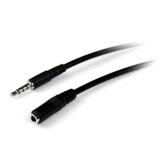 StarTech.com 2m 3.5mm 4 Position TRRS Headset Extension Cable - M/F - audio Extension Cable for iPhone (MUHSMF2M) - Headset extension cable - 4-pole mini jack male to 4-pole mini jack female - 2 m - black - for P/N: MUYHSFMM, MUYHSMFF, MUYHSMFFADW, SV211D