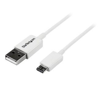 StarTech.com 2m White Micro USB Cable Cord - A to Micro B - Micro USB Charging Data Cable - USB 2.0 - 1x USB A Male, 1x USB Micro B Male (USBPAUB2MW) - USB cable - Micro-USB Type B (M) to USB (M) - USB 2.0 - 2 m - molded - white - for P/N: USBEXTPAA1MW, U