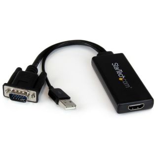 StarTech.com VGA to HDMI Adapter with USB Audio - VGA to HDMI Converter for Your Laptop / PC to HDTV - AV to HDMI Connector (VGA2HDU) - Video converter - VGA - HDMI - black