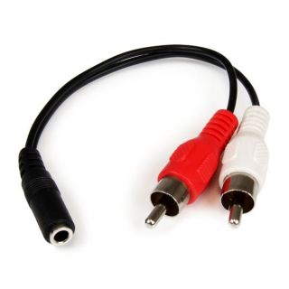 StarTech.com 6in RCA to 3.5mm Female Cable - Audio to RCA Cable - 3.5mm Female to 2x RCA Male - Aux to RCA - Stereo Audio Cable (MUFMRCA) - Audio cable - RCA x 2 male to stereo mini jack female - 15.24 cm - black - for P/N: MU15MMS, MU6MMS