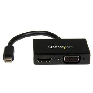 StarTech.com Mini DisplayPort to HDMI and VGA - 2 in 1 Travel Adapter - Mini DisplayPort to VGA Adapter - Mini DP to HDMI Dongle - Monitor Adapter (MDP2HDVGA) - Video converter - DisplayPort - HDMI, VGA - black