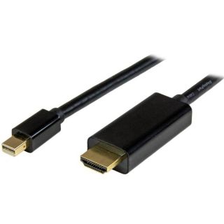 StarTech.com 6ft Mini DisplayPort to HDMI Cable - 4K 30hz Monitor Adapter Cable - mDP PC or Macbook to HDMI Display (MDP2HDMM2MB) - Adapter cable - Mini DisplayPort male to HDMI male - 2 m - black - 4K support