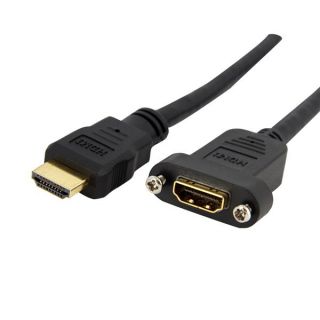 StarTech.com 3 ft. (0.9 m) HDMI Female to Male Adapter - Mounting - HDMI - HDMI Female to Male (HDMIPNLFM3) - HDMI cable - HDMI female to HDMI male - 91 cm - black - molded - for P/N: CDP2HDMM2MB, DP2HDMM2MB, HDDVIMM3, HDMM1MP, HDMM2MP, HDMM3MP, HDPMM50,