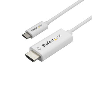 StarTech.com 3ft (1m) USB C to HDMI Cable, 4K 60Hz USB Type C to HDMI 2.0 Video Adapter Cable, Thunderbolt 3 Compatible, Laptop to HDMI Monitor/Display, DP 1.2 Alt Mode HBR2 Cable, White - 4K USB-C Video Cable (CDP2HD1MWNL) - Adapter cable - USB-C male to