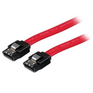 StarTech.com 18in Latching SATA Cable - SATA cable - Serial ATA 150/300/600 - SATA (R) to SATA (R) - 1.5 ft - latched - red - LSATA18 - SATA cable - Serial ATA 150/300/600 - SATA (R) to SATA (R) - 46 cm - latched - red - for P/N: BRACKET125PTP, HSB13SATSA