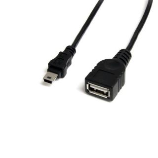 StarTech.com 1 ft Mini USB 2.0 Cable - USB A to Mini B F/M - USB cable - USB (F) to mini-USB Type B (M) - USB 2.0 - 1 ft - black - USBMUSBFM1 - USB cable - USB (F) to mini-USB Type B (M) - USB 2.0 - 30 cm - black
